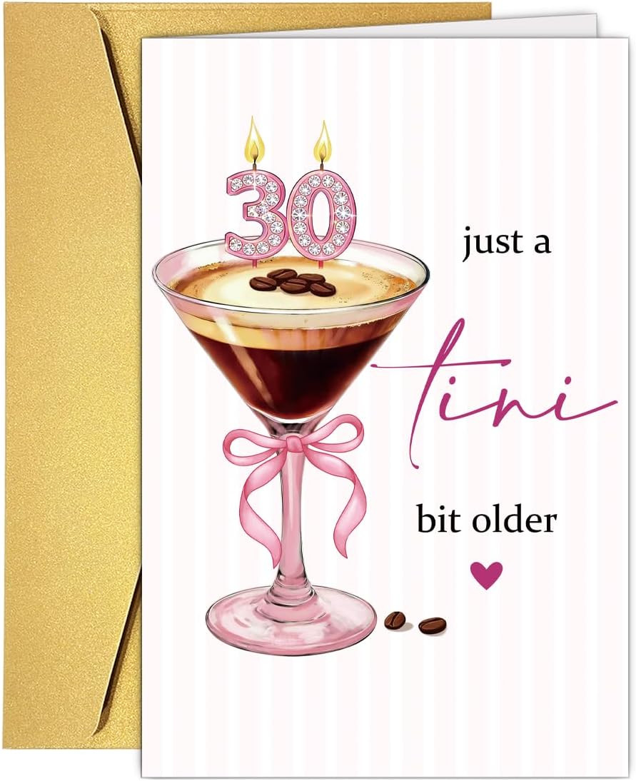 Funny Martini 30 Years Old Birthday Card for Her, Coffee & Cocktail 30Th Birthda
