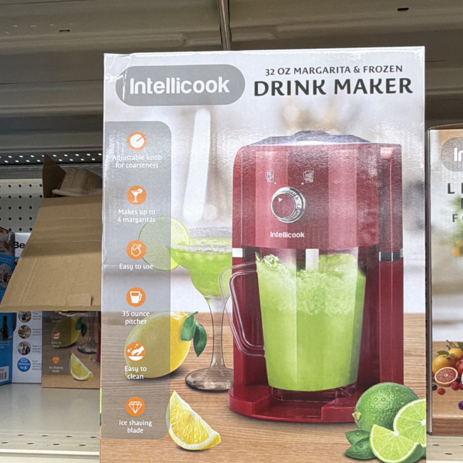 Intellicook 32 oz Margarita & Frozen Drink Maker 35 oz Ice Shaving Blade