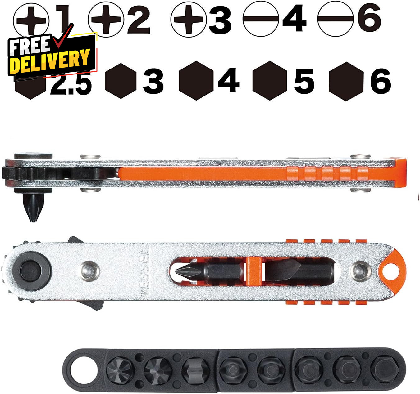 Low-Profile Flat Plate Ratchet Screwdriver Set (TD76J (Straight Type))