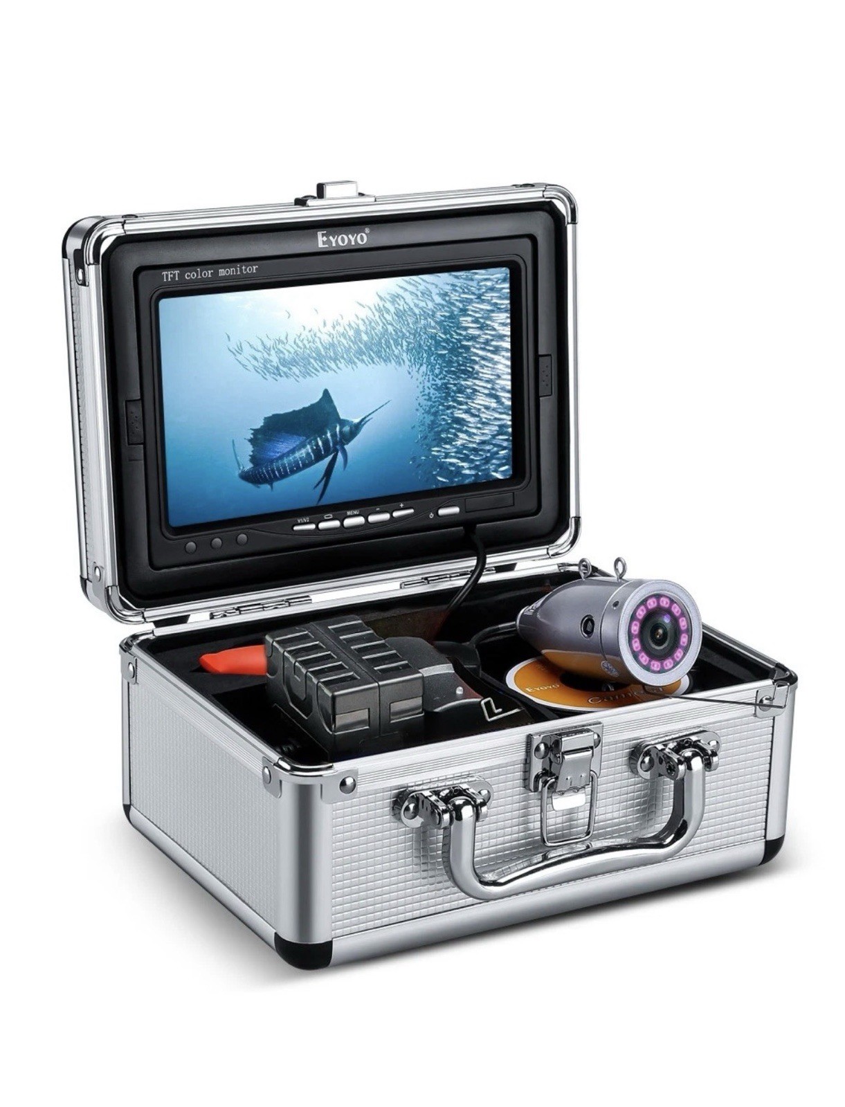 Eyoyo 15m/49ft Underwater Fishing w/ 7” Monitor, 1000TVL IR Camera Fish Finder