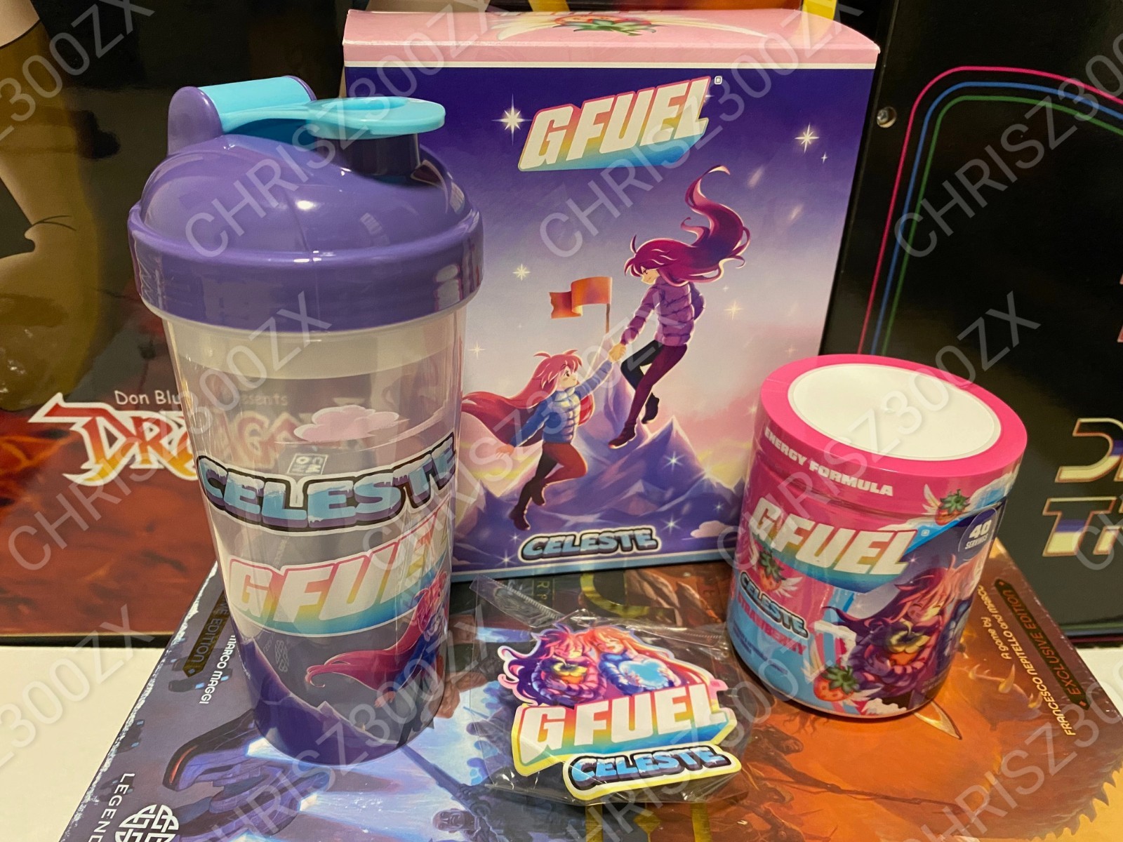 GFUEL Celeste Madeline and Badeline Collector's Box + Shaker Cup + Tub G FUEL