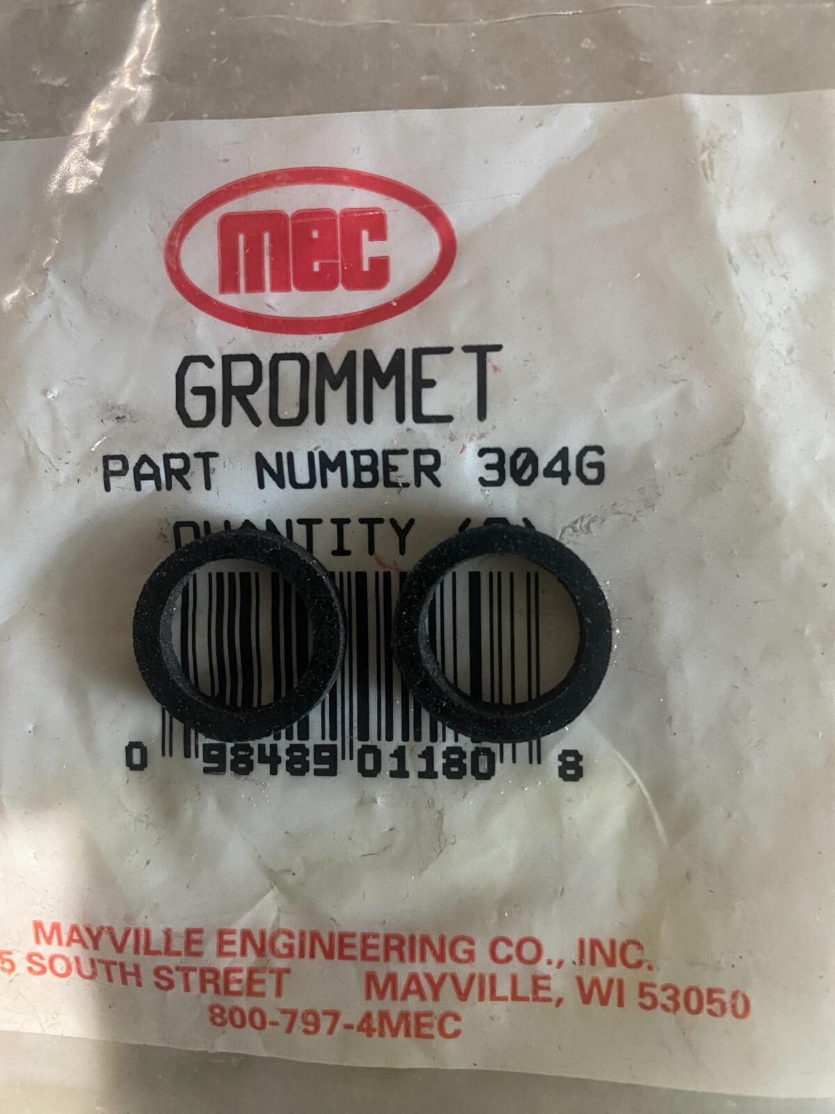 Two Grommets for MEC Grabber or 9000 Powder Shot bottles.  Part #304G.