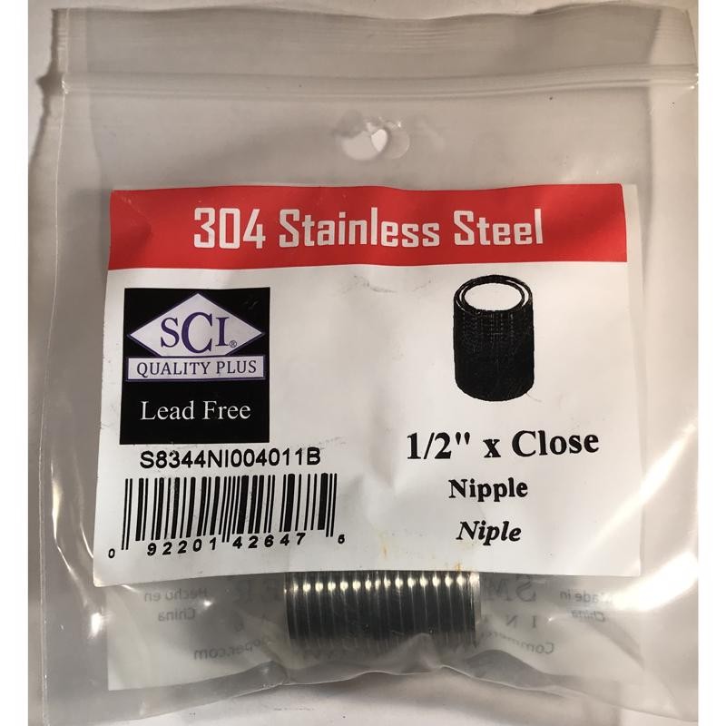 Smith-Cooper 4632101000 Stainless Steel Lead-Free Nipple 1/2 in. MPT