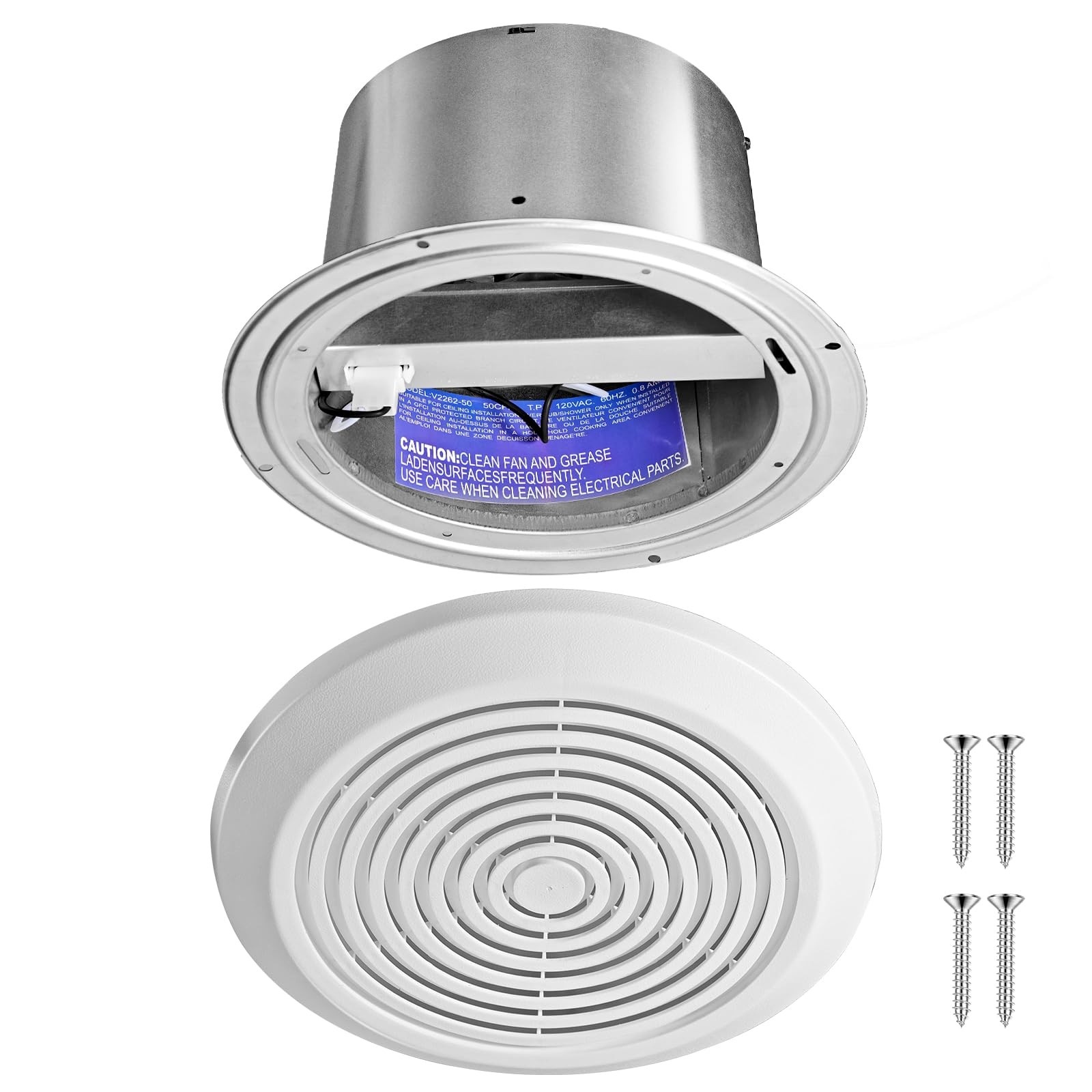 Zeikiwe V2262-50 7 Inch Bathroom Exhaust Fan, 50 CFM Quiet 50 CFM, White
