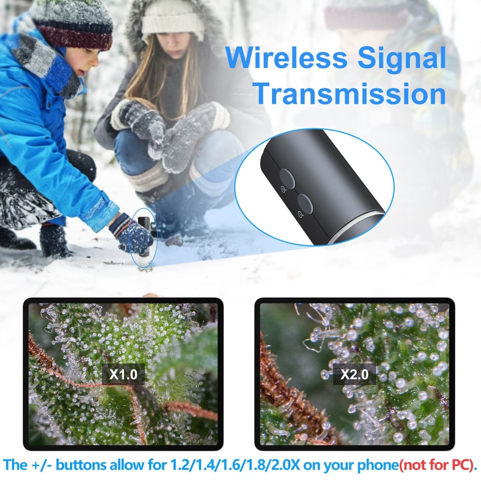 Ninyoon 4K WiFi Microscope for iPhone Android PC, 50-1000X USB Digital Grey