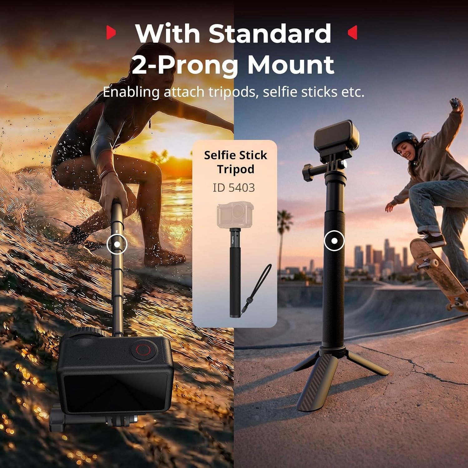 SmallRig Magnetic 2-Prong Mount Adapter Mount for DJI Osmo Action 6 / Osmo Nano