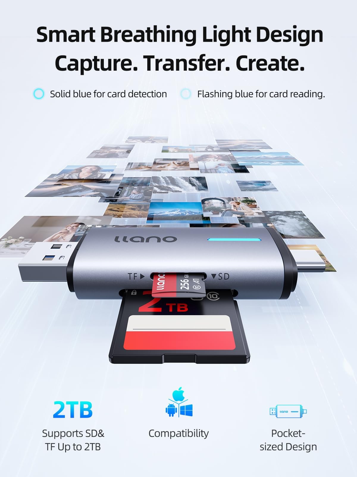 USBC and USBA 5Gbps SD MicroSD Card Reader