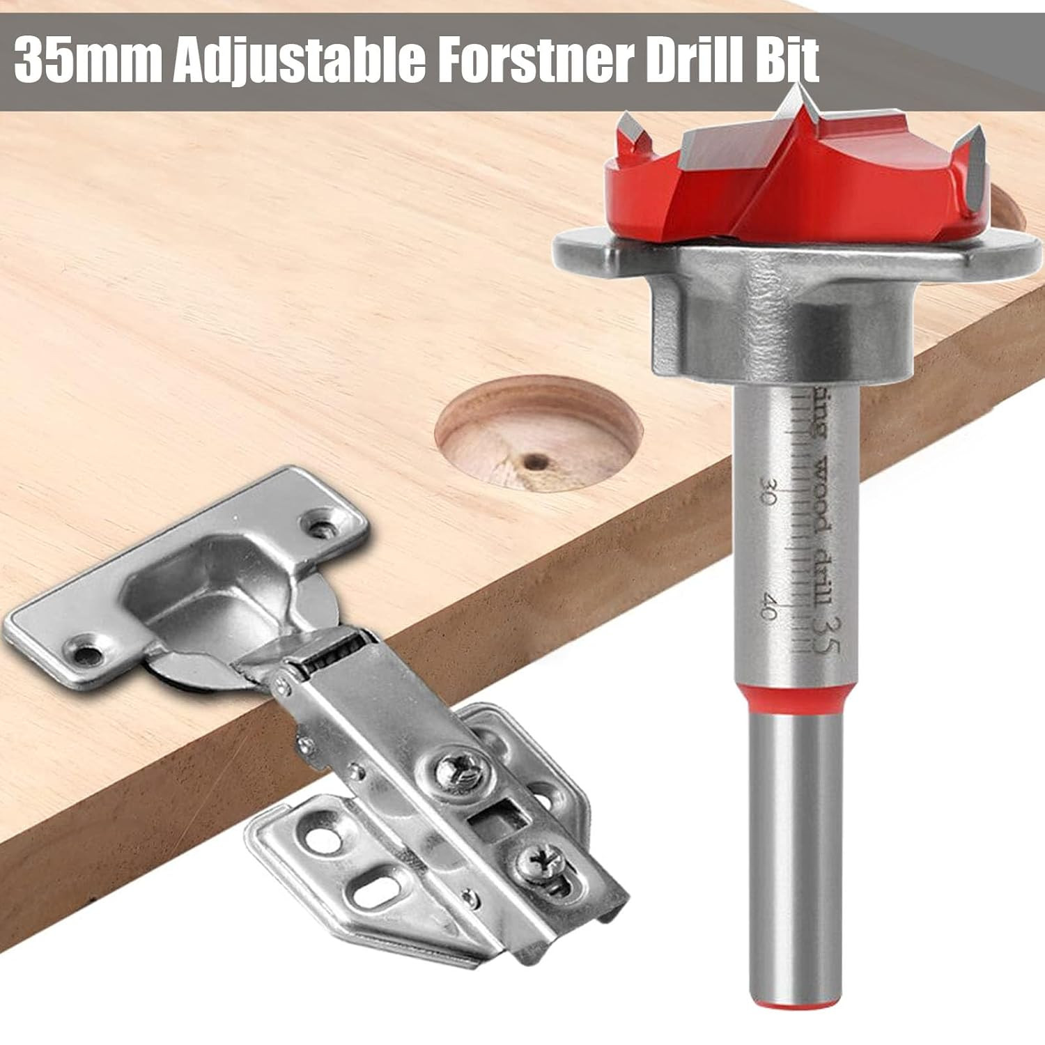Yakamoz 35Mm Concealed Hinge Jig Kit - Adjustable Depth Carbide Forstner Drill