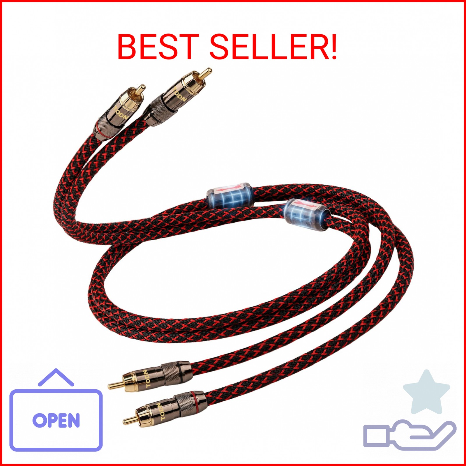 TODN Audiophile RCA to RCA Audio Cable with 4-Core-OFC Shielded RCA Stereo Cable