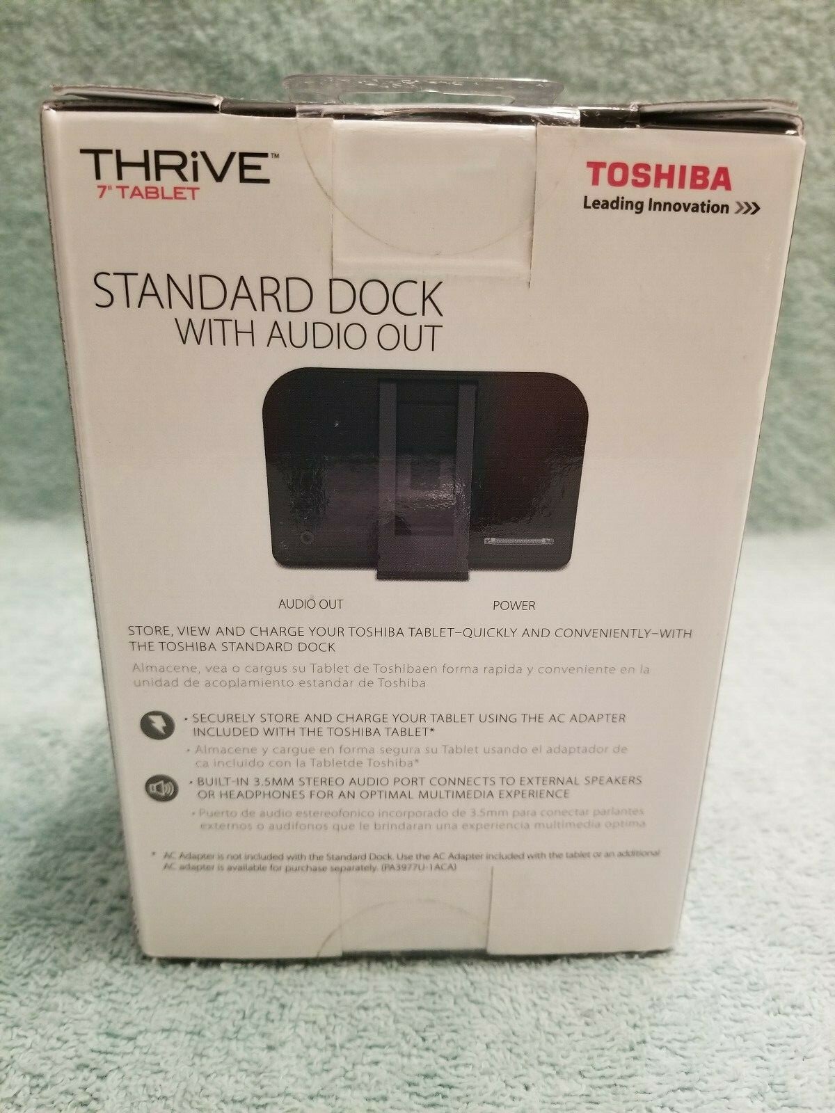 Toshiba Thrive 7" Tablet Standard Dock - Audio Out - NIB