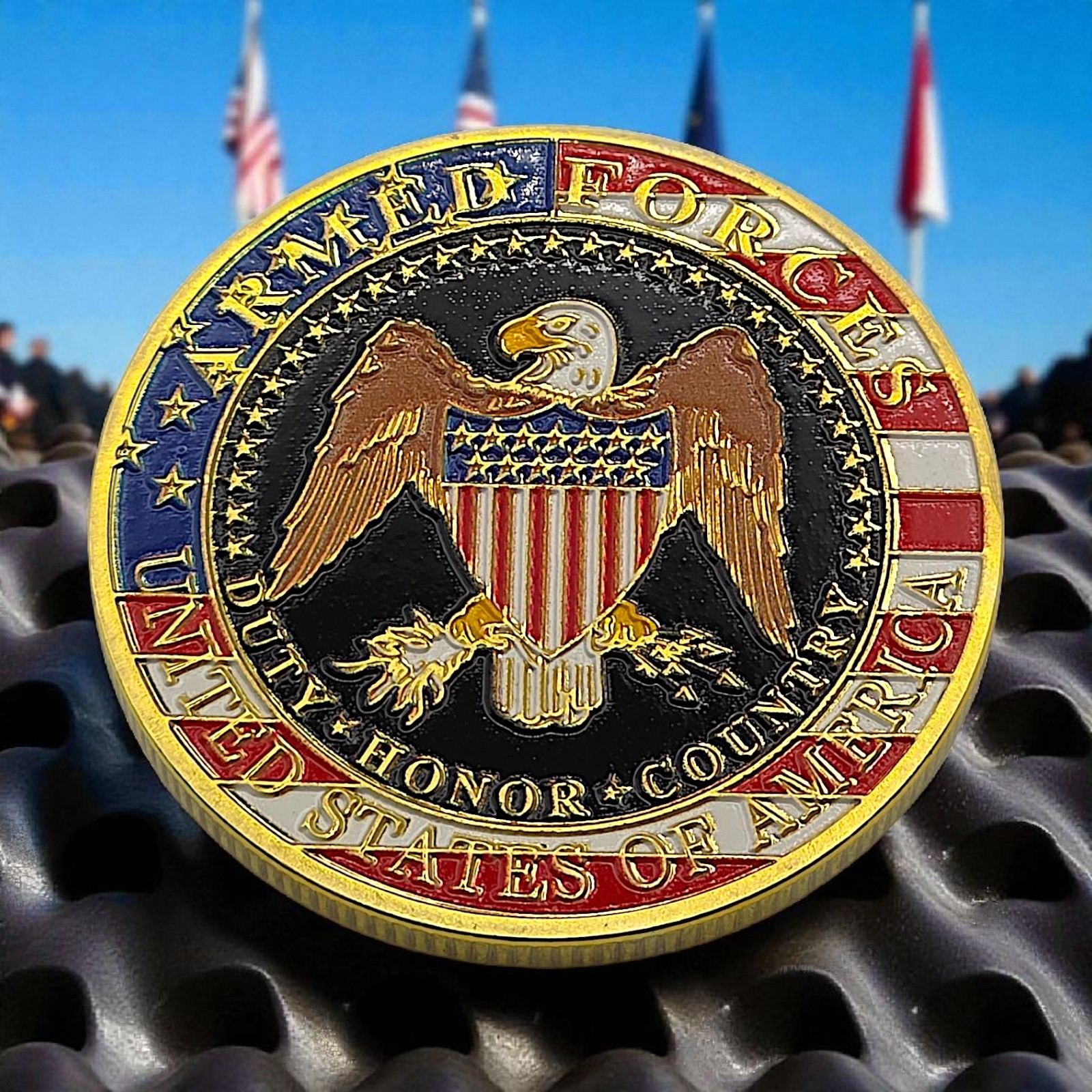 Great Seal of the United States Armed Forces Coin – Gold Plated Enameled Token