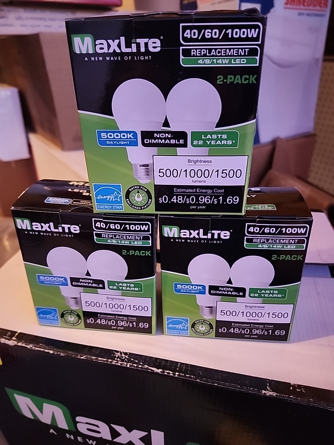6 Pack Maxlite 3 Way LED Bulb 40 60 100 Watt Replacement 4/8/14W Daylight 5000K