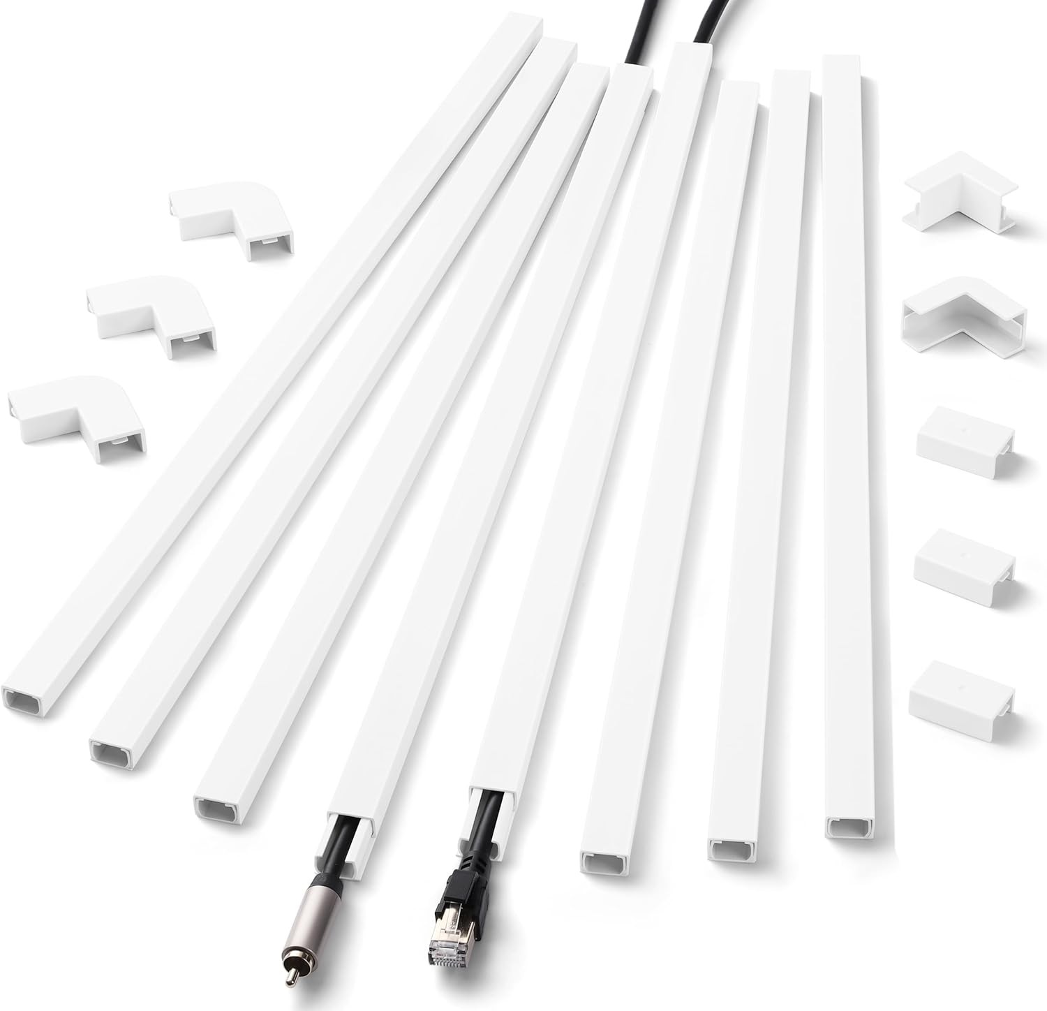 Cord Hider Wall for One Cord, 136in Covers Wires on S -136in, White