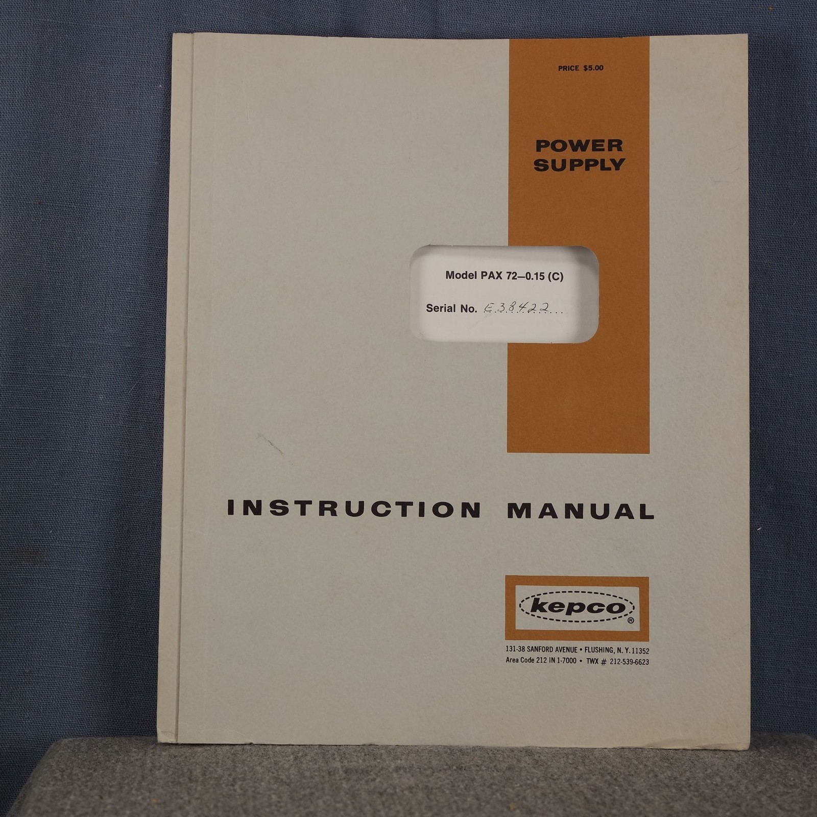KEPCO Regulated DC Supply PAX 72-0.15 (C) Instruction Manual & Service Info