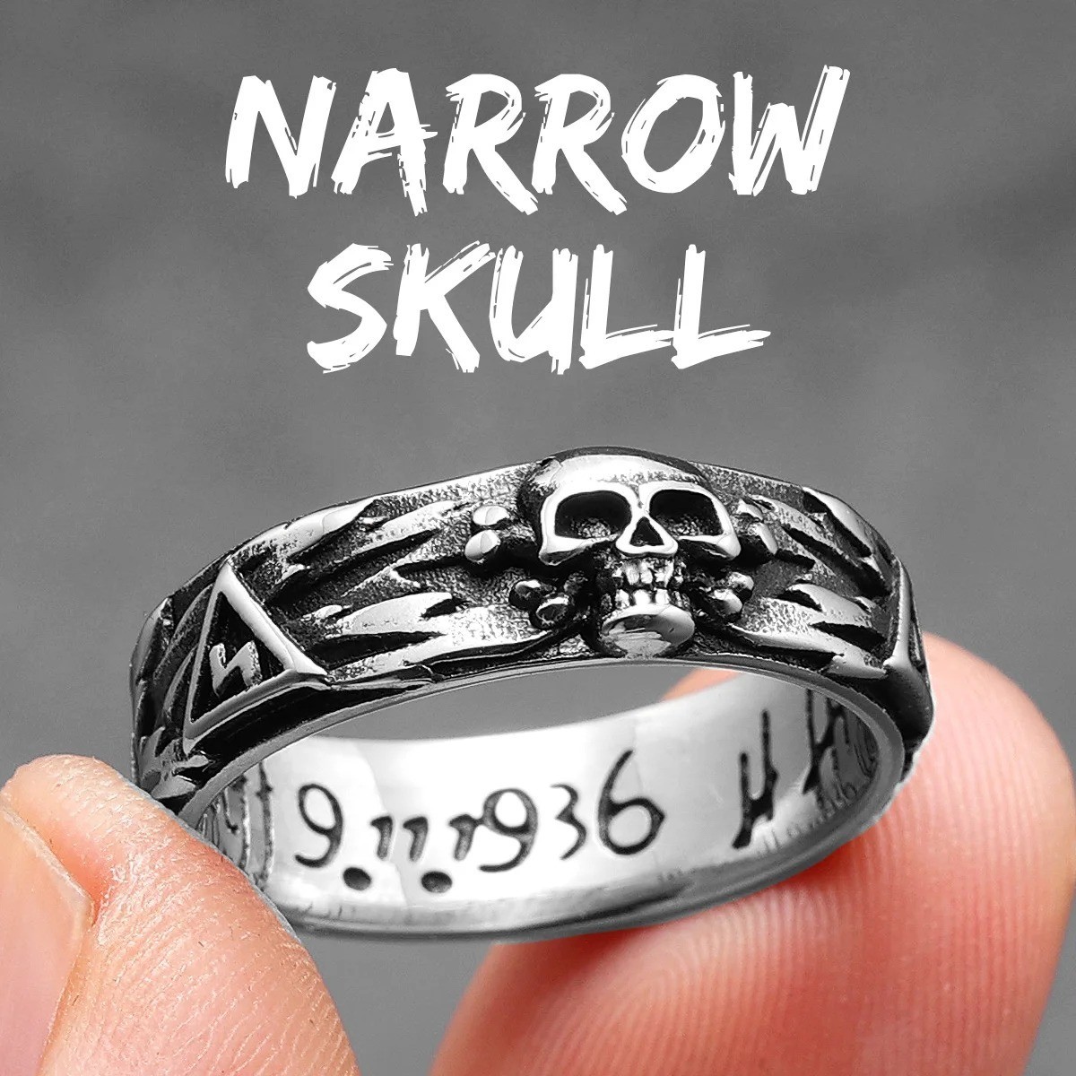2024 New Fashion Skull Ring Silver  Hand Make World War Ii Men Ri