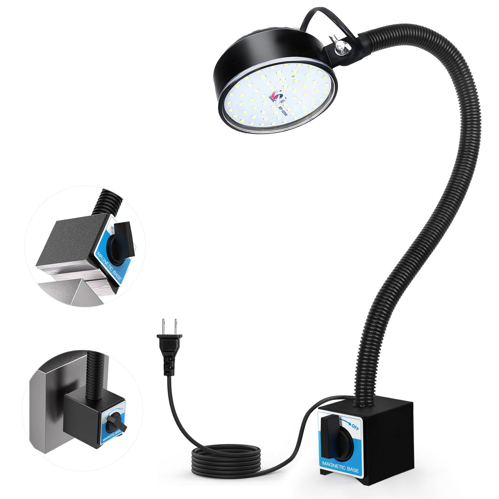 Kuoleopa 20W Magnetic LED Work Light, 2000LM, 500mm Flexible Gooseneck, Black