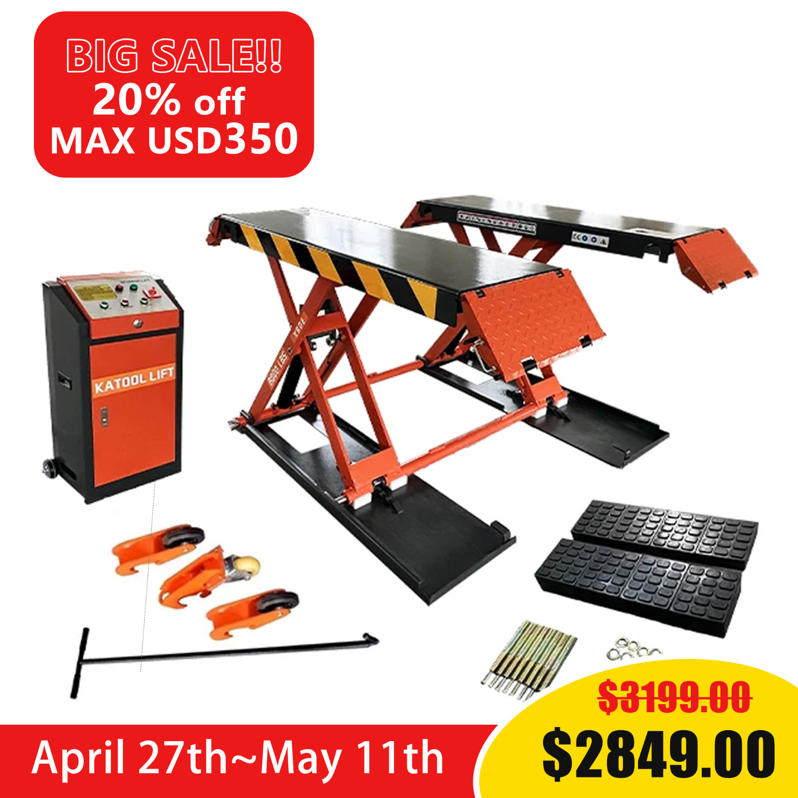 47'' 8000lbs Mid Rise Scissor Lift X90E-110v Electric Release Auto Lift Car Lift