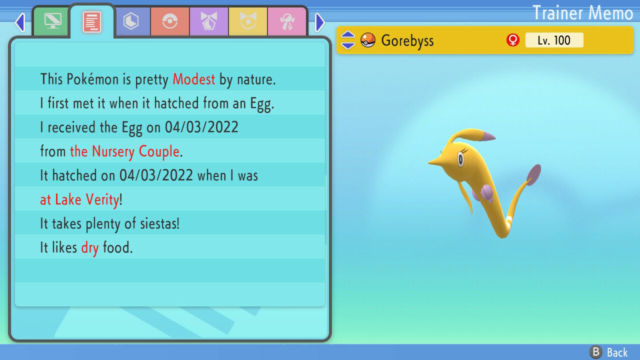 Shiny Gorebyss 6IVs Pokemon BDSP