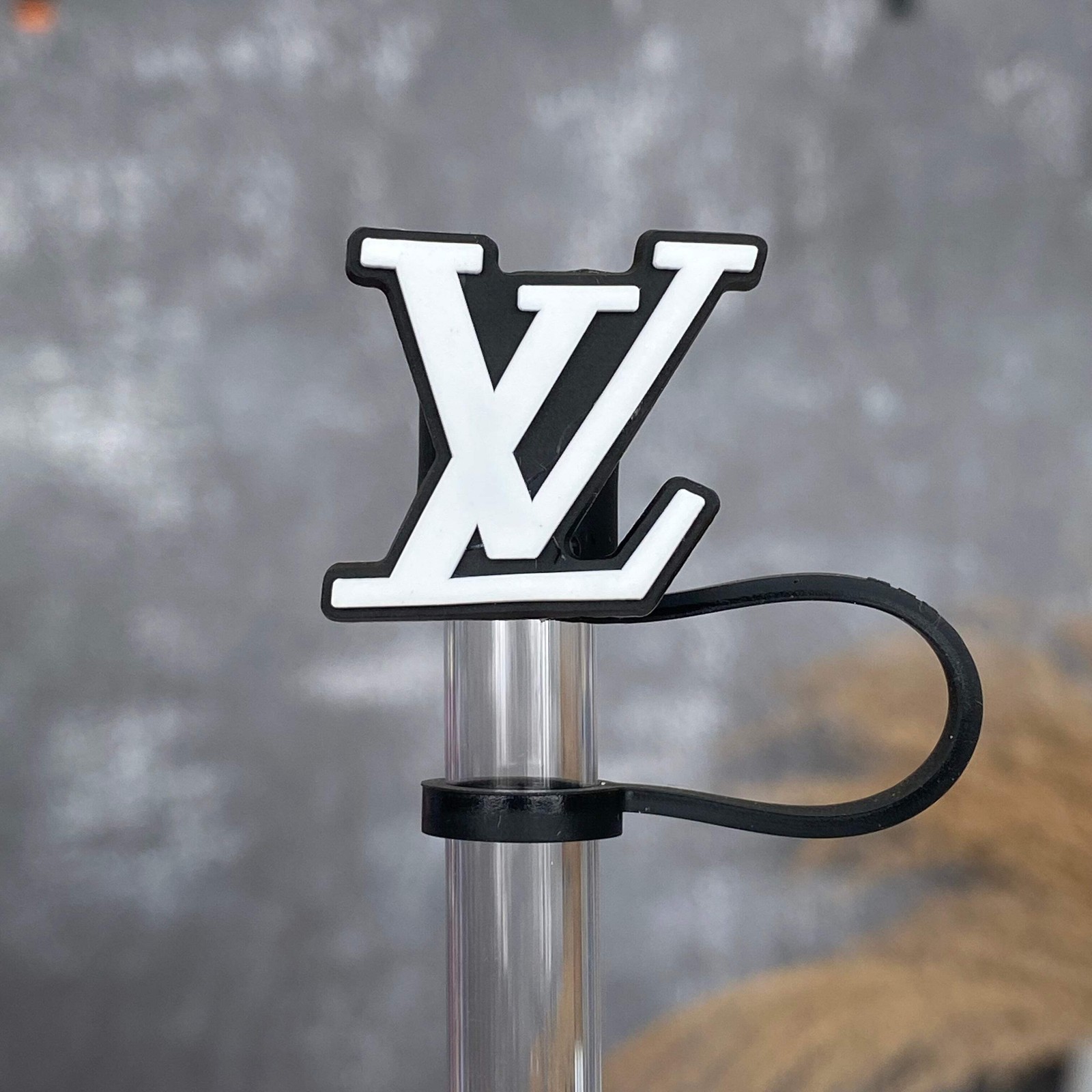 LV Straw Topper Black White