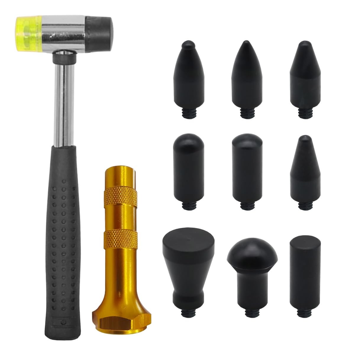 10 PCS Car Paintless Dent Repair Tool Kit Rubber Hammer Tap Down 9 Heads
