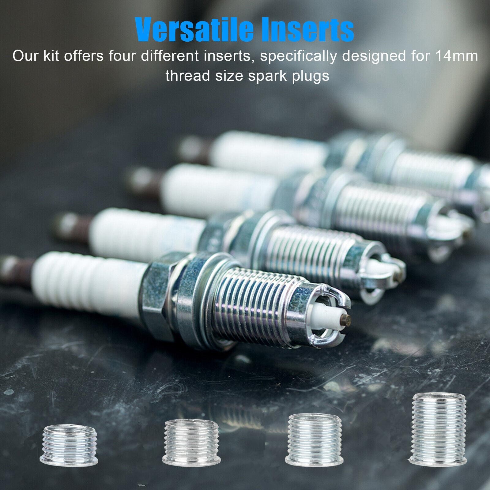 Spark Plug Thread Repair Kit – 14mm Reamer Thread Repair Tool &4 Inserts