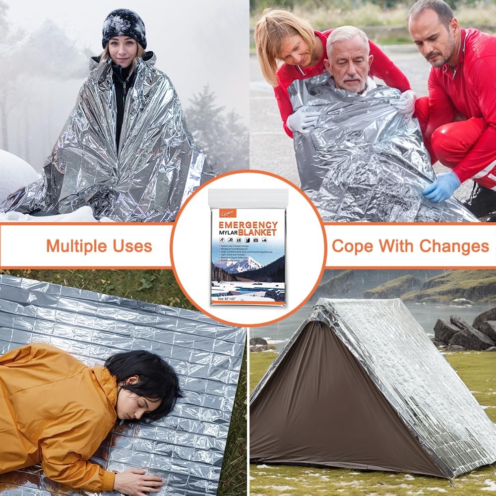 4-Pack Emergency Mylar Thermal Blankets