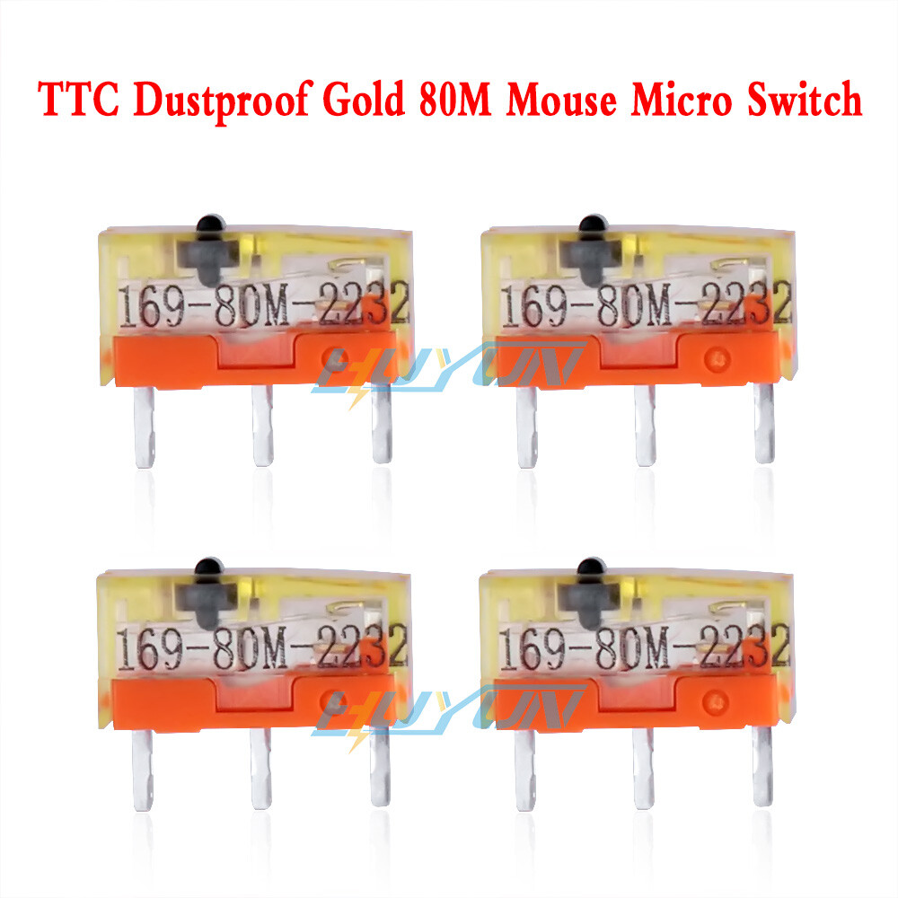 2Pcs Gold Mouse Micro Switch 80m 80 Millions Click TTC Gold Micro Button