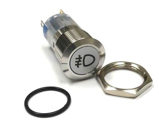 12V 19mm RED LED  Marine Car Stainless Steel FOG LIGHT Push Button Switch USA