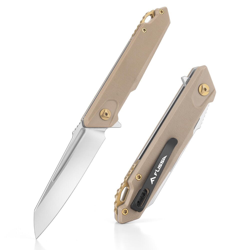 FLISSA 4.5" Folding Knife G10 Handle D2 Steel Blades Anti-Slip Liner Lock w/Clip