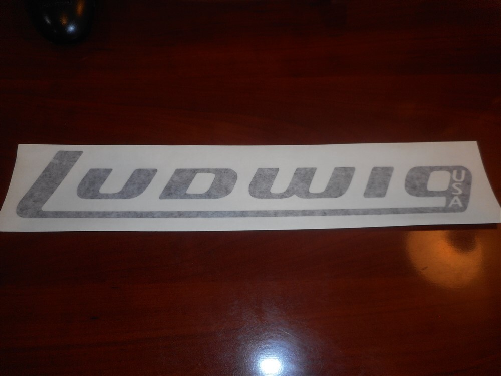 NEW Genuine Ludwig USA 2" x 13" Bass Drum Logo Sticker - BLACK, #P4064