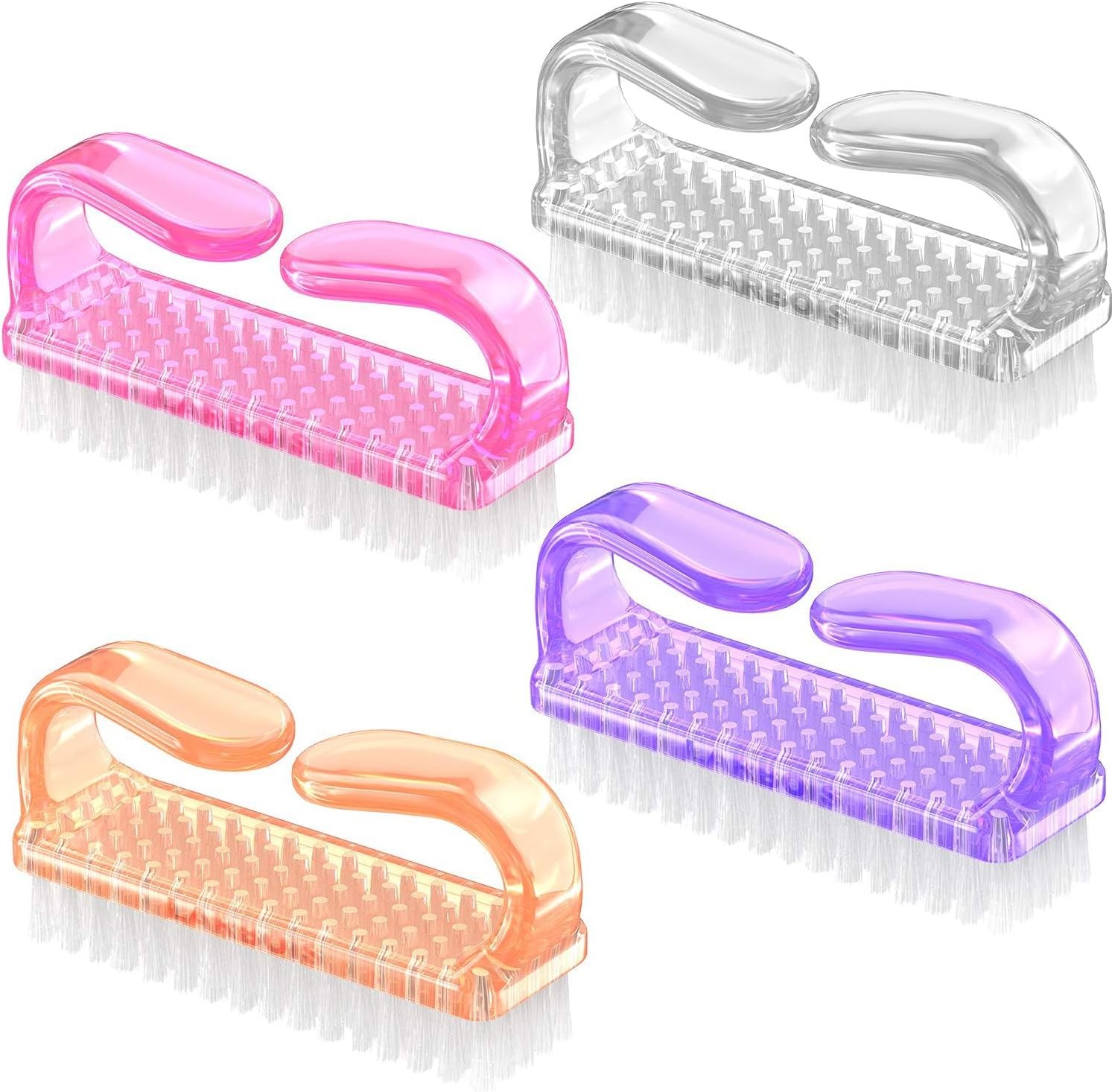 Larbois Nail Brush Cleaner 4 Pack Handle Grip Pedicure Scrub Kit