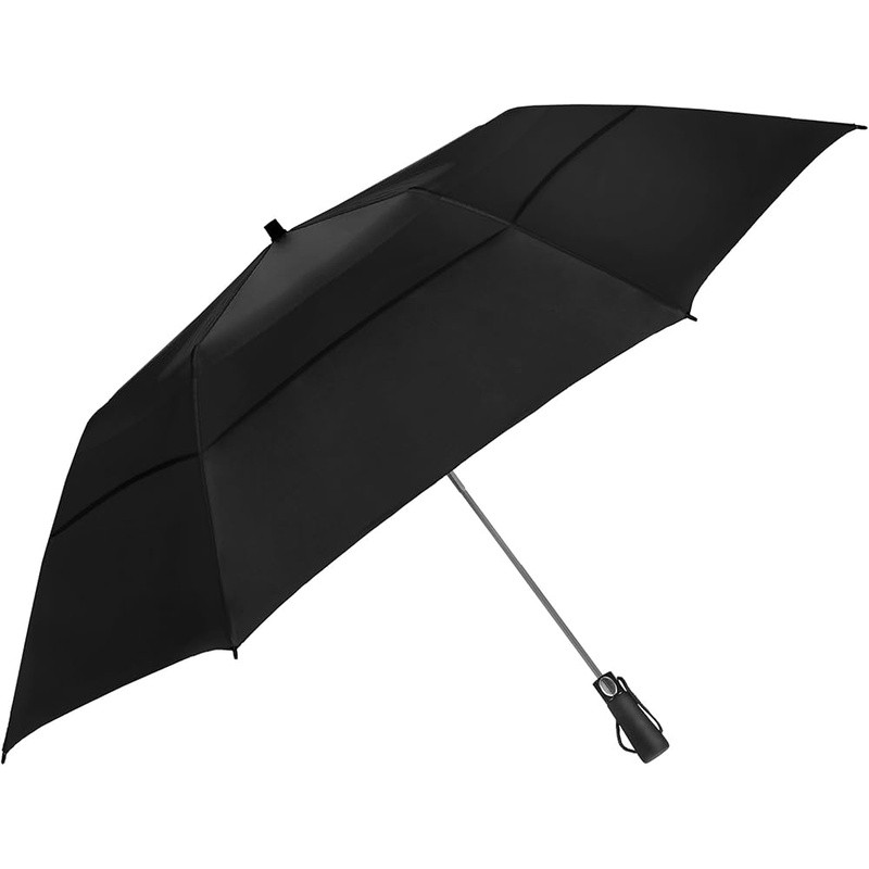 Windproof Double Canopy Travel Umbrella Auto Open Close Compact Lightweight New