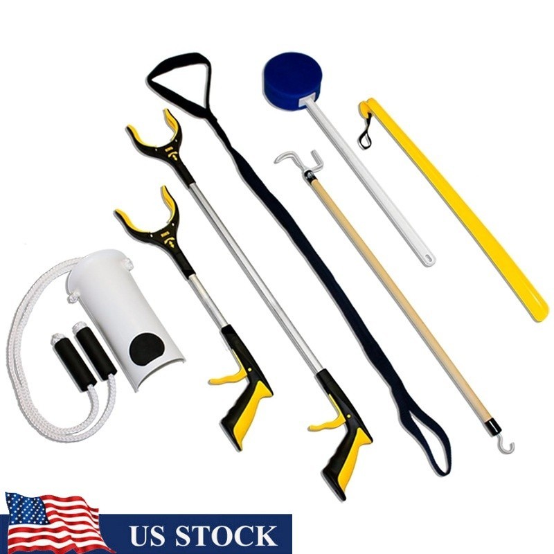 Reacher Grabber Kit Leg Lifter Sock Aid Dressing Stick Bath Sponge Shoe Horn New