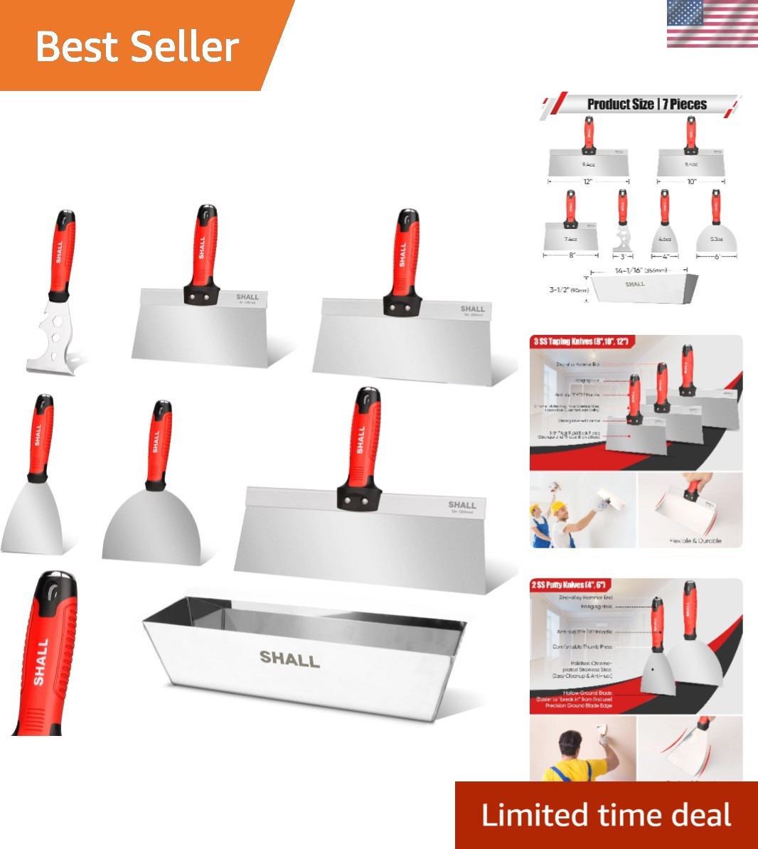 7-Piece Stainless Steel Drywall Tool Kit for Professional Finishing & Patching