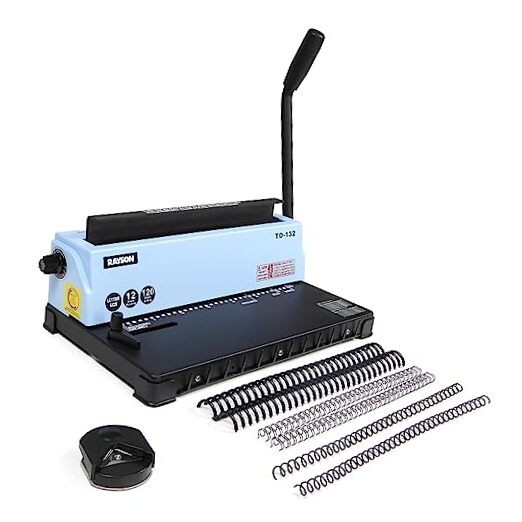 TD-132 Wire Binding Machine, 32-Hole Spiral Coil Binder, 3:1 Pitch, Punches