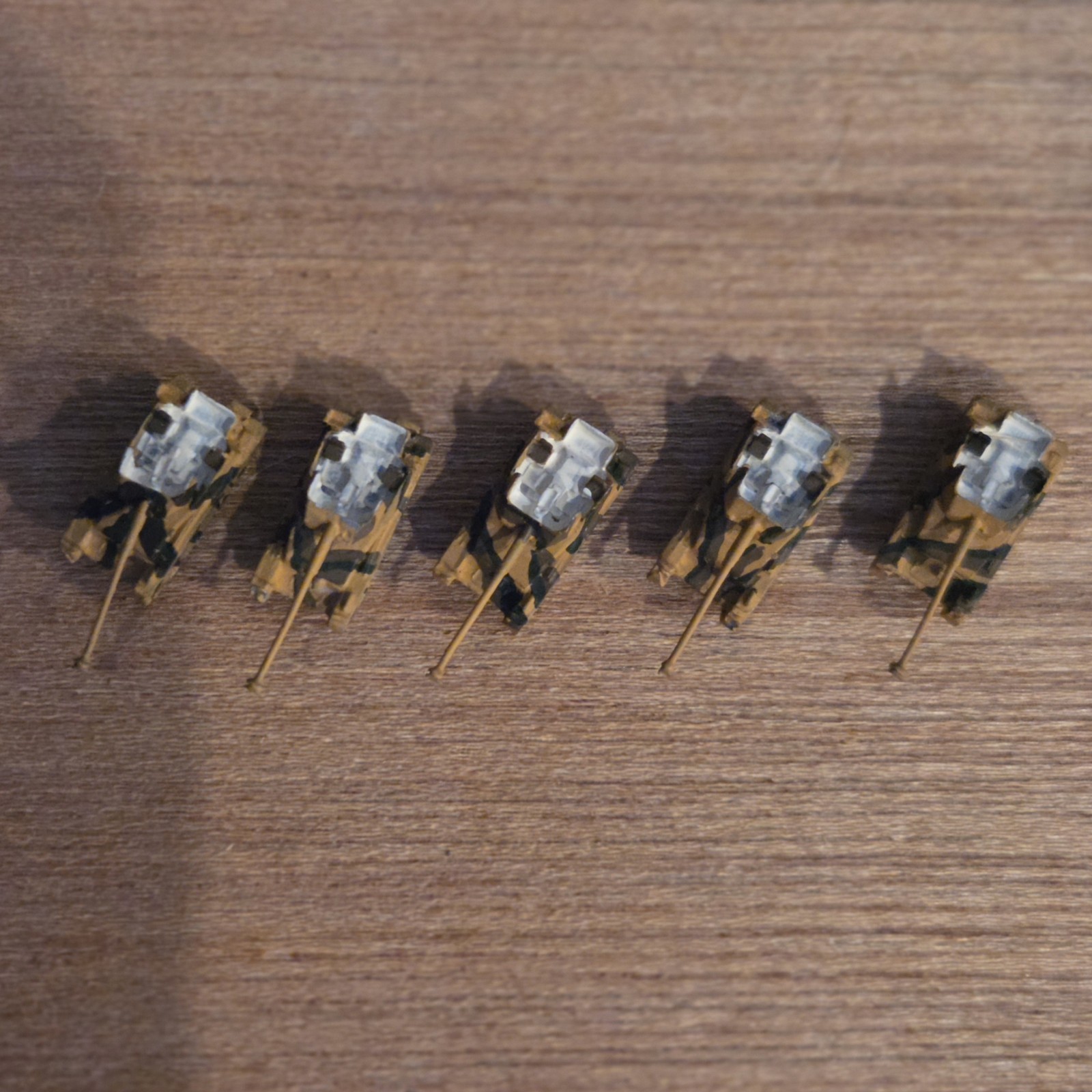 Marder III 7.62(r) Tank (set of 5) - GHQ Micro Armour G112 1:285, painted.