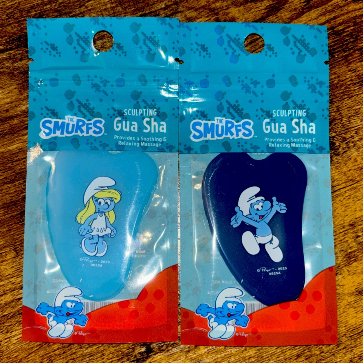 The Smurfs Sculpting Gua Sha Massage Tool Blue & Dark Blue Cooling Effect