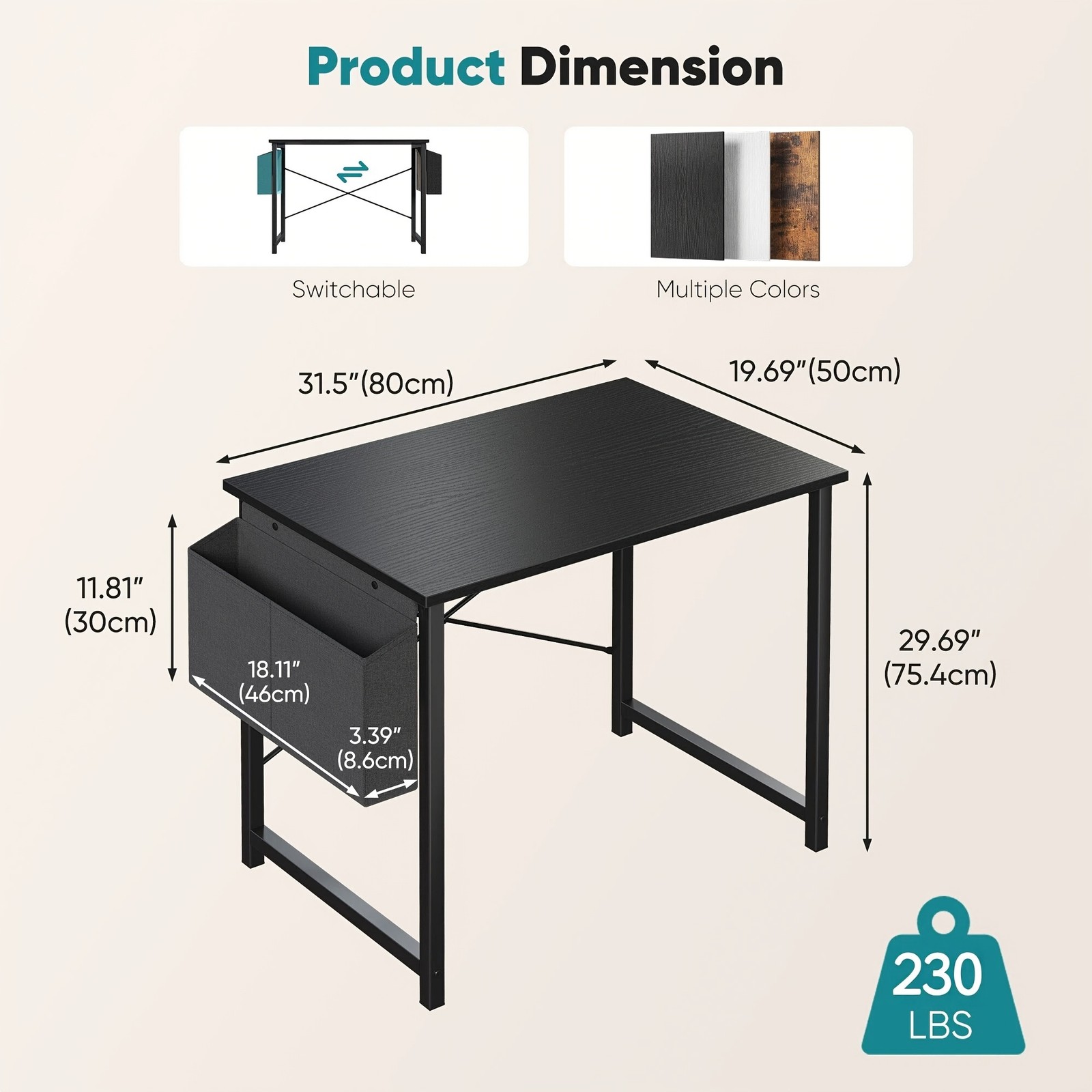 31" Small Computer Desk with Storage Bag