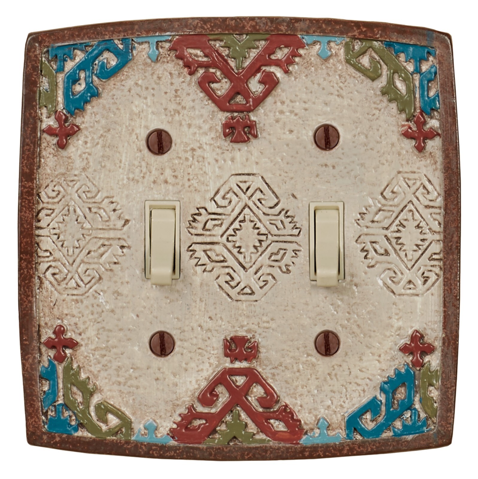 Bandera Southwest Double Switch Multi Warm Geometrics Handpainted