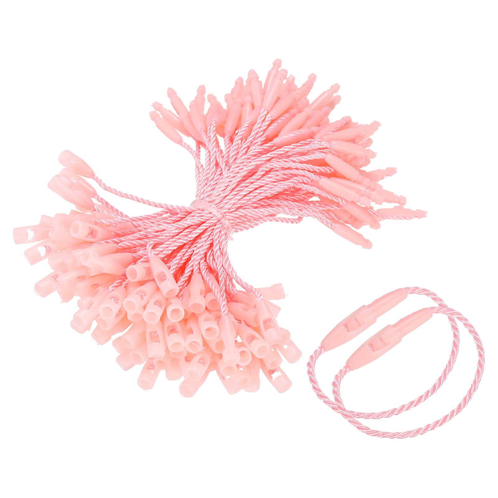 500 Pcs Polyester Hang Tag String 3" Snap Lock Pins Loop Fastener, Pink