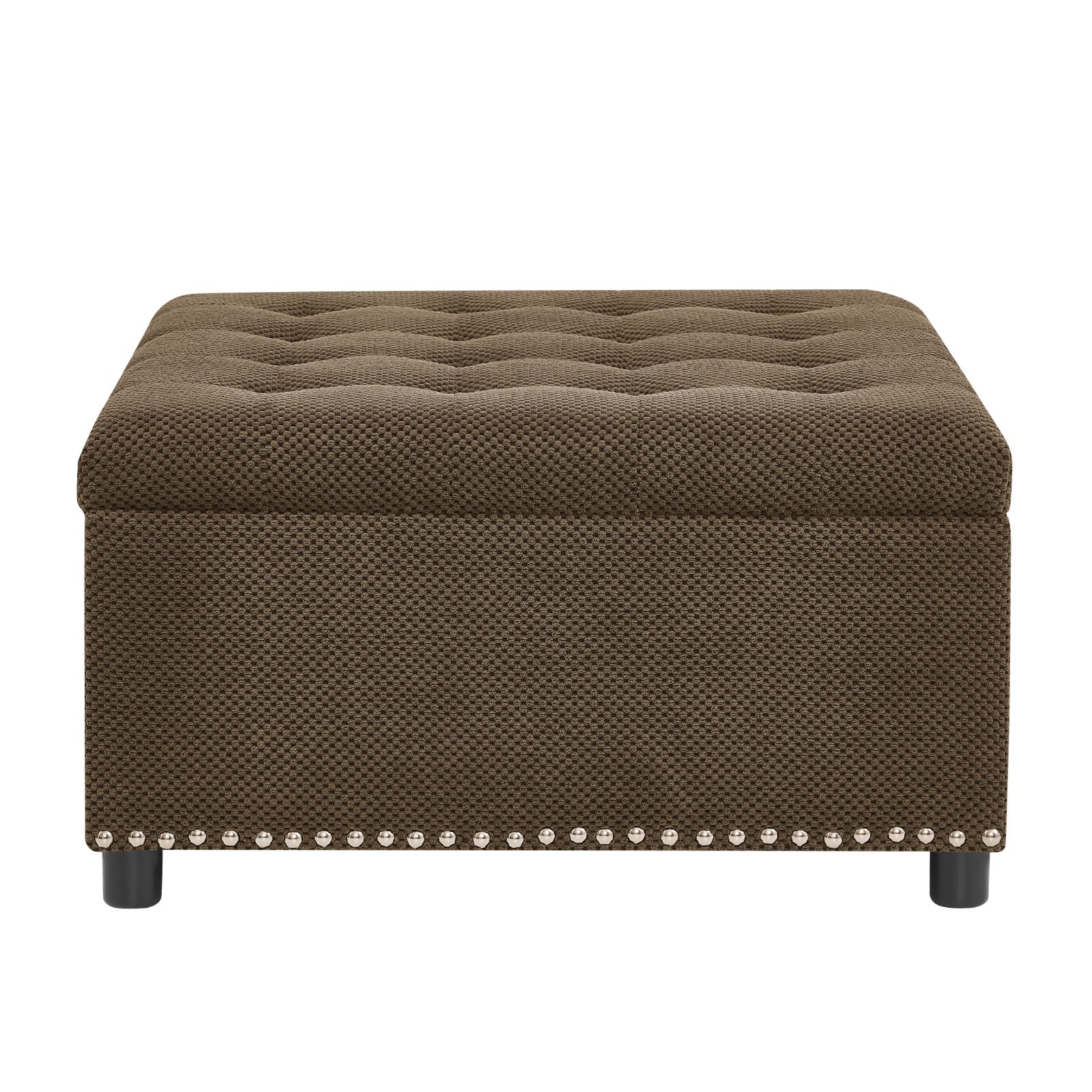 Tufted Storage Ottoman with Nailhead Trim Square Upholstered Coffee Table