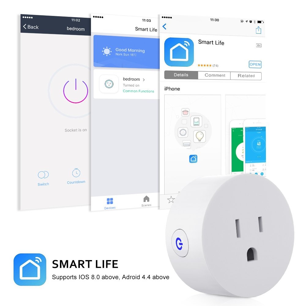 2PCS Smart Plug Compatible w/Alexa & Google Home Smart Life Voice Control Socket