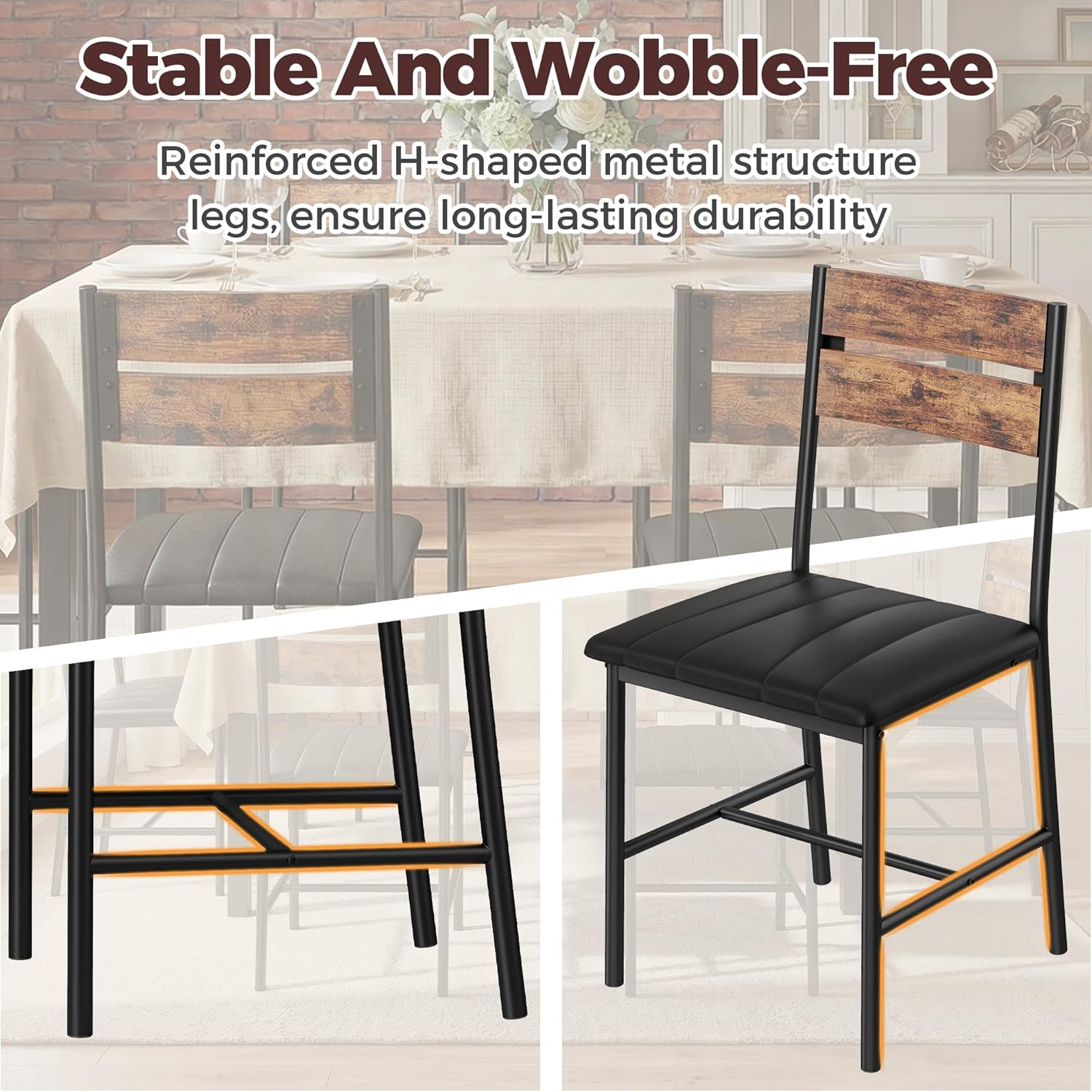 7-Piece Dining Table Set for 6, 71 Inch Rectangular Kitchen Table with 6 Upholst