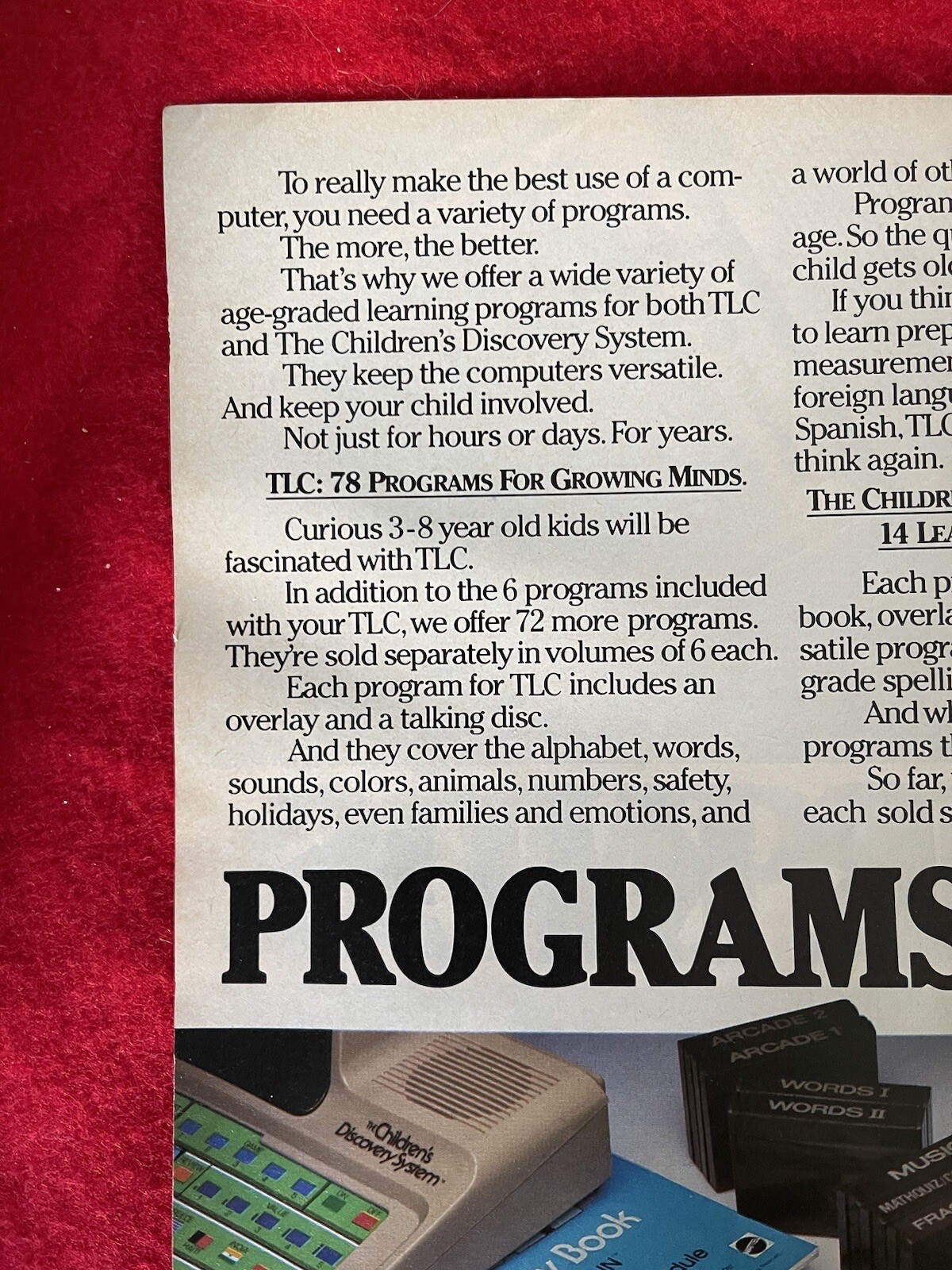 Vintage 1985 Mattel Programs For Kids Computers Print Ad