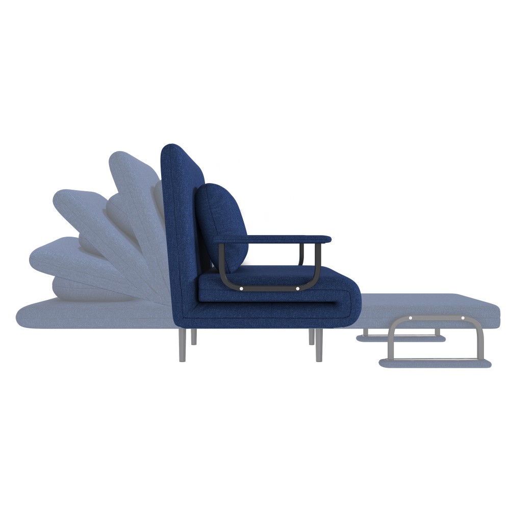 3-in-1 Folding Sofa Bed w/ Adjustable Backrest - Space-Saving Sleeper Blue