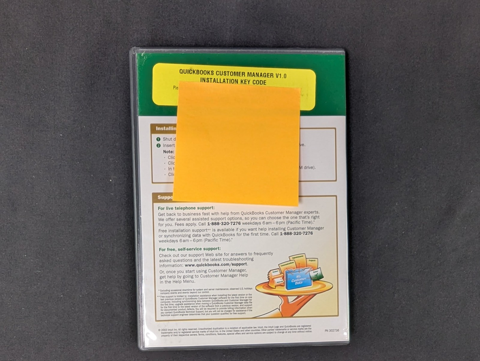 QuickBooks Customer Manager Version 1.0 Software CD-ROM 2003 w/ Key Excellent