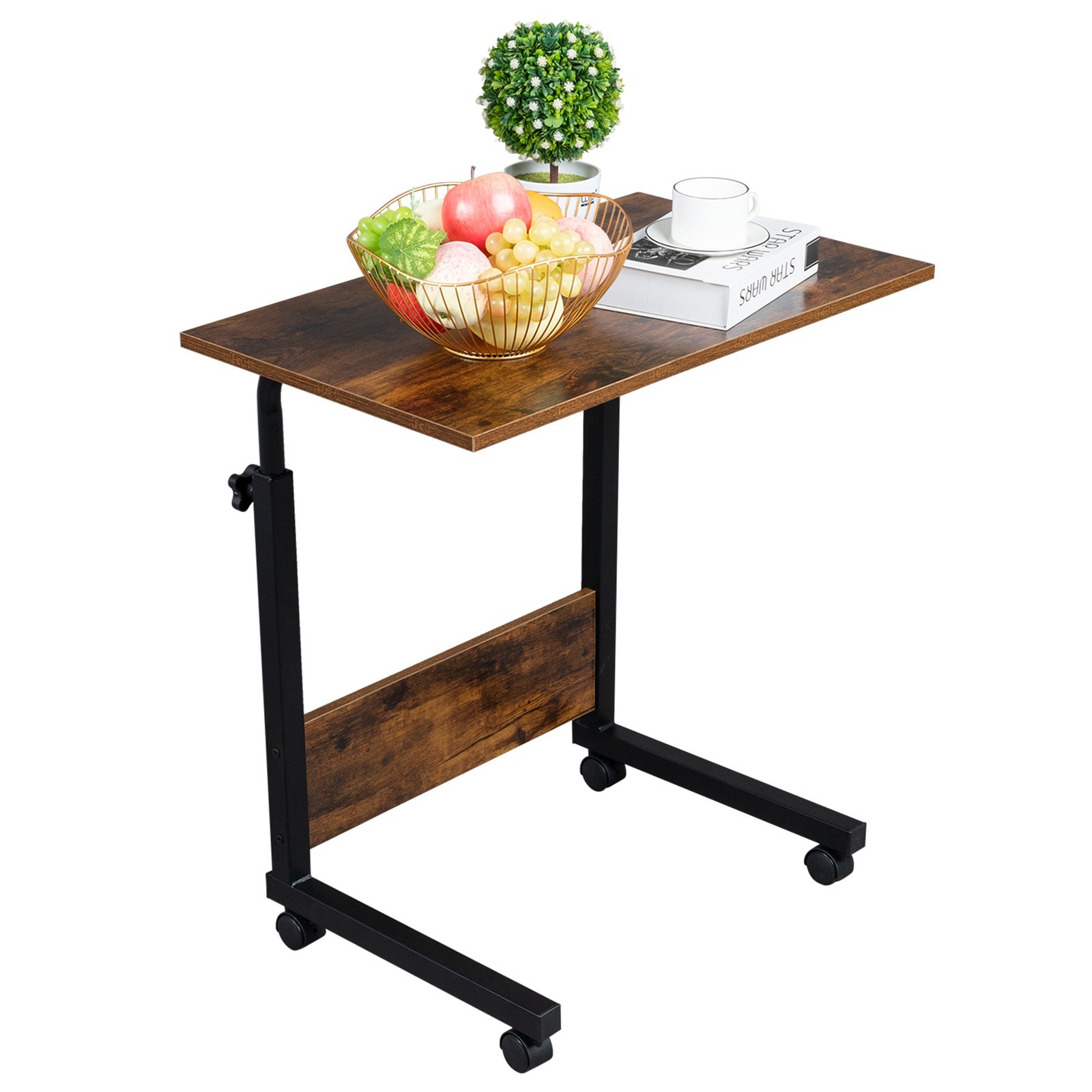 Mobile Laptop Desk Adjustable Height Table Portable Side Table Computer Stand