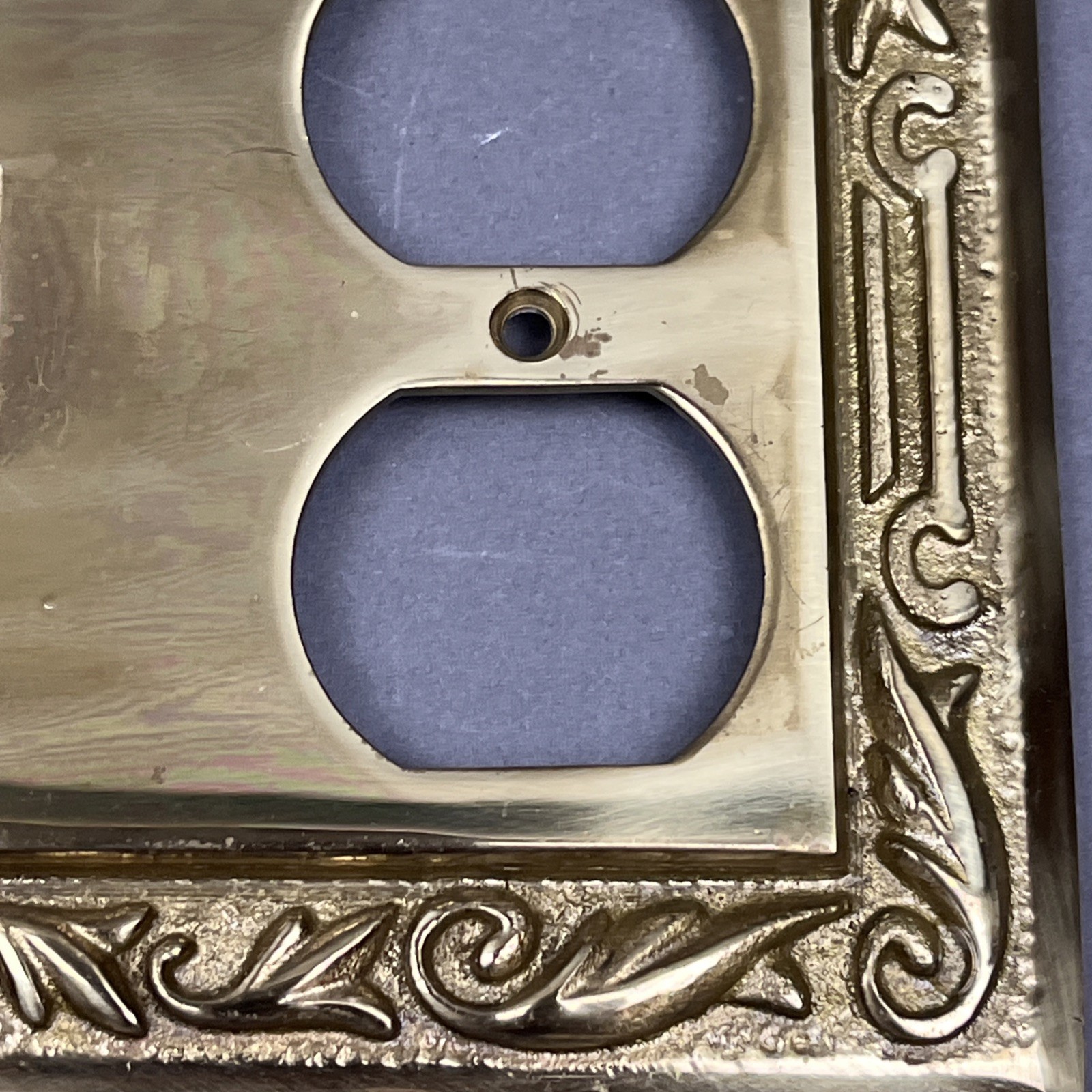 Solid Cast Brass Switch Plate 3-Gang Combination Duplex Outlet 2-Toggle Switch
