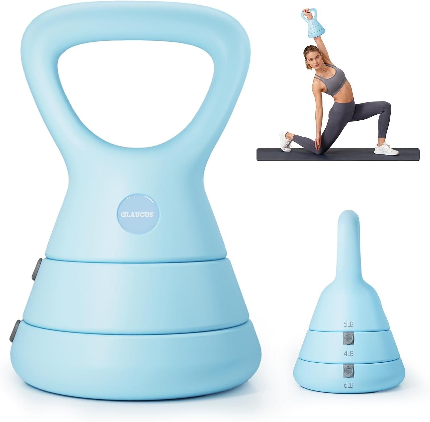 Adjustable Kettlebell 5lb 9lb 15lb Kettlebell Weights Set Ergonomic Design