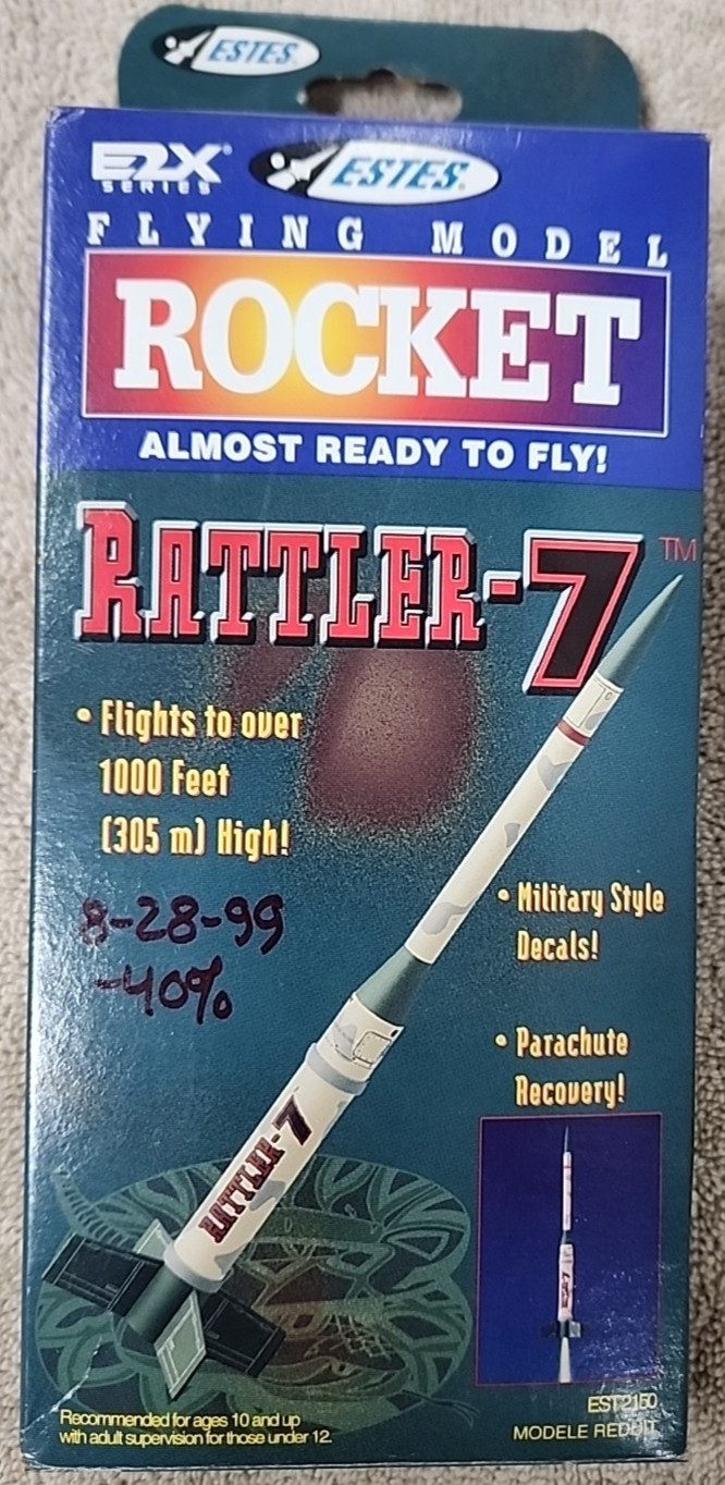 Estes Rattler-7 #2150 New Flying Model Rocket kit Free Shipping! No Reserve!